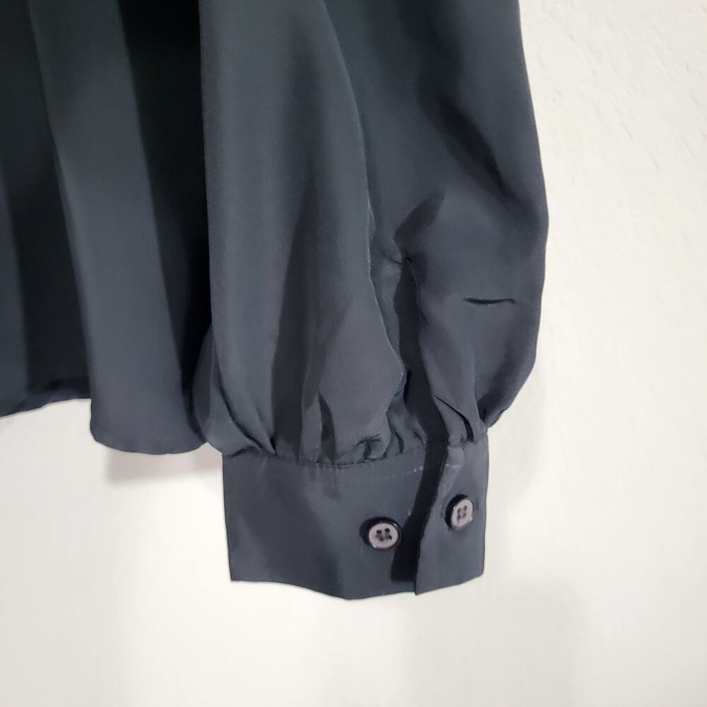 VTG Blouse Gailord Womens Large Black 80s Office Dressy Evening Business Casual - Picture 6 of 9